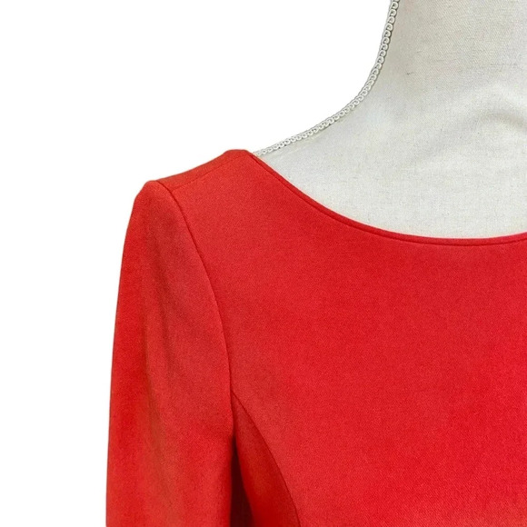 Reiss Genie Dress 4 Bright Orange Bow Waist Long Sleeve Cocktail Party Dress - Picture 3 of 15